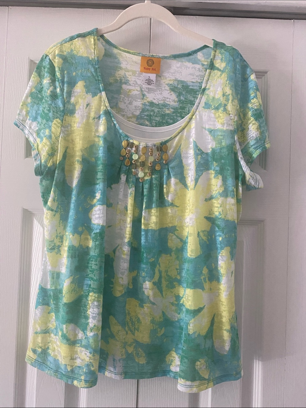 Sheer Burnout Twofer Beaded Top